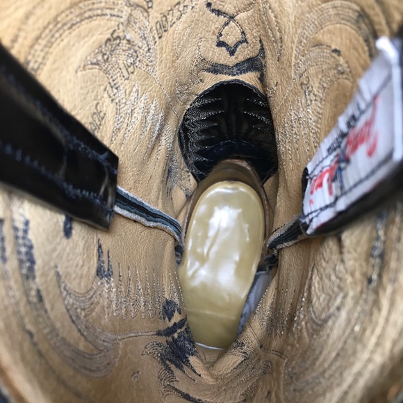 Vintage Tony Lama Mens #6252 Smooth Black Leather Cowboy Western Boots Size 8 EE - Picture 12 of 13